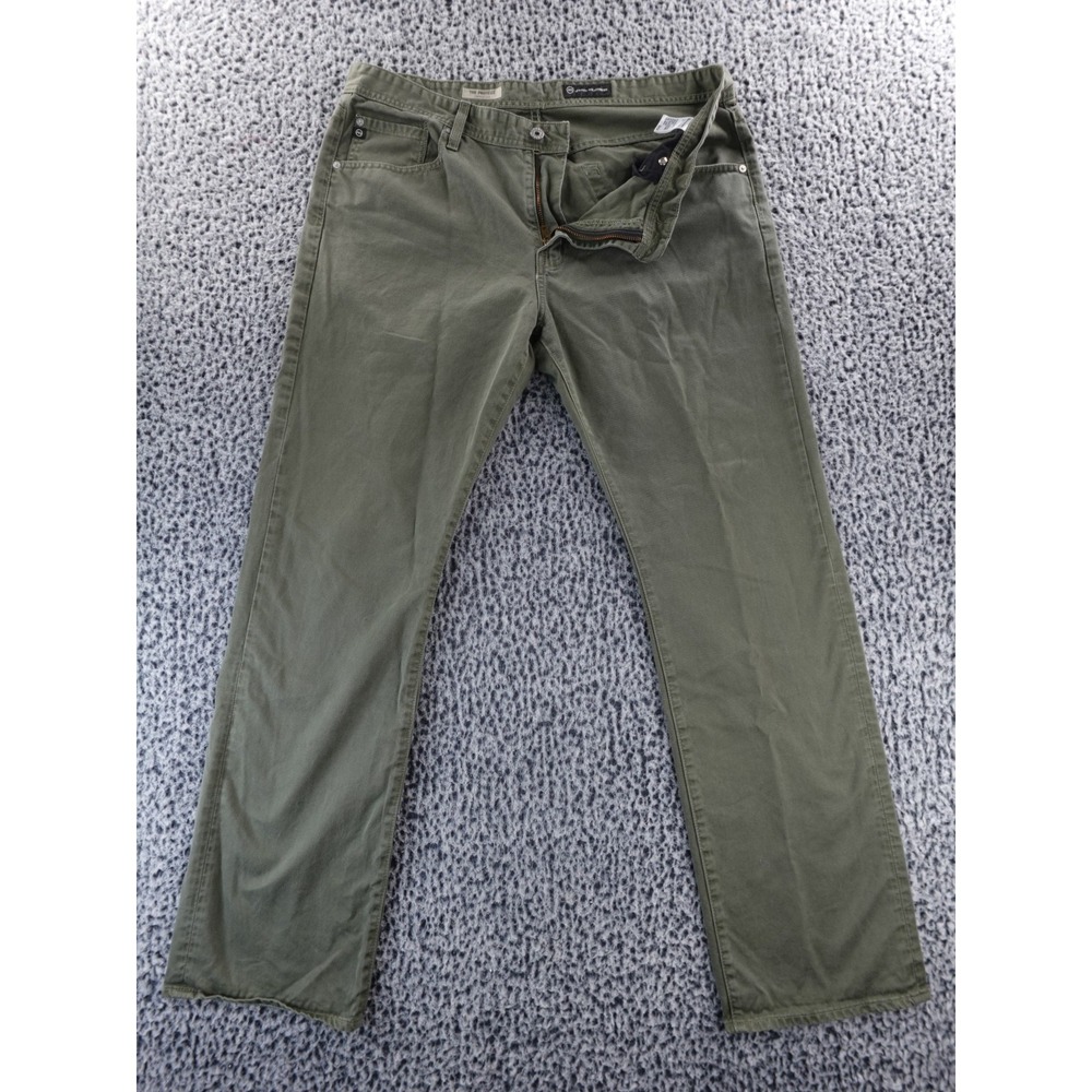 AG Adriano Goldschmied Pants Mens 38 Herb Green Cotton The Protege Straight Leg